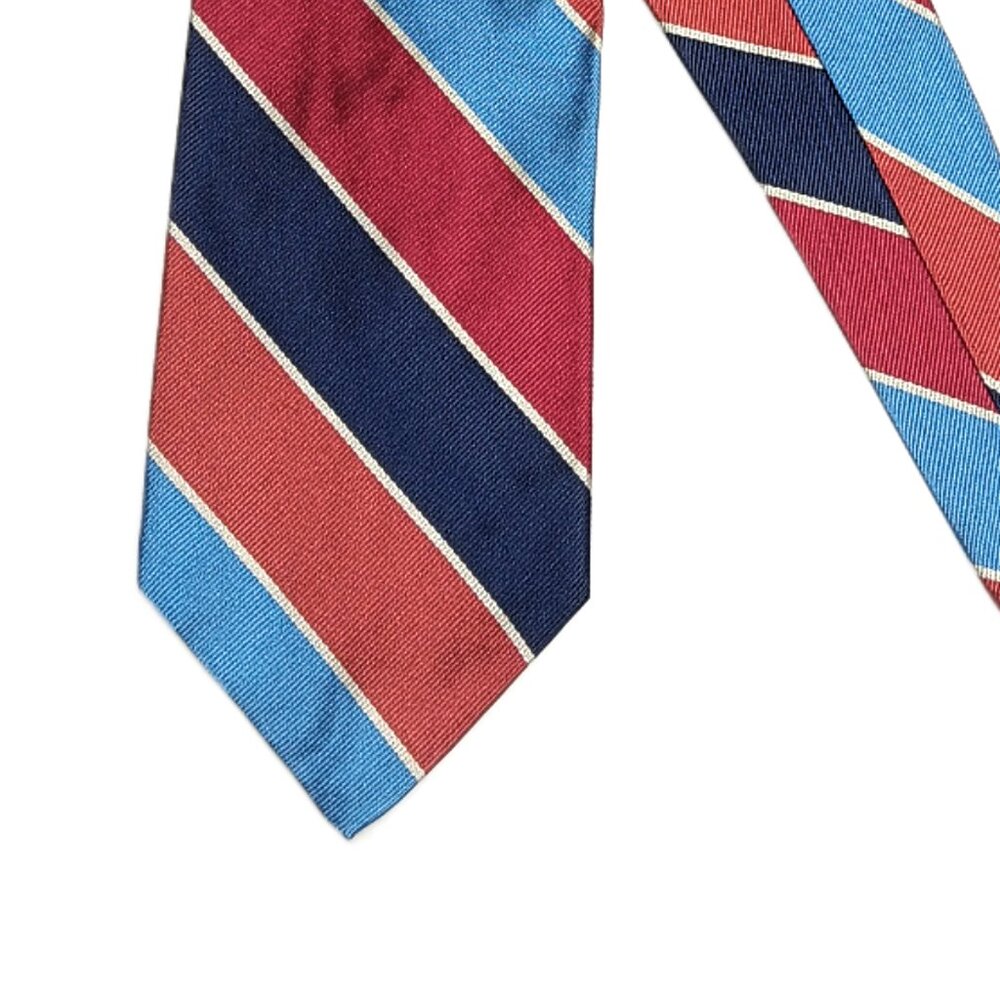 Brooks Brothers Silk Repp Tie Men’s 61.75” Red Blue Stripe Woven Preppy Wide New